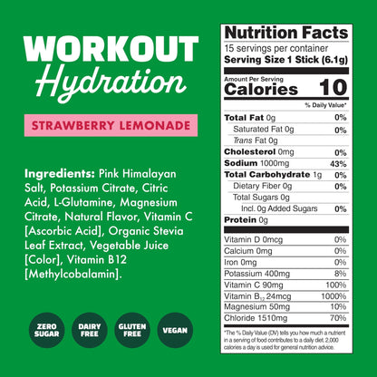 Waterboy Workout Hydration | 2,960mg Sugar Free Electrolyte Powder Packets | L-Glutamine + Vitamins | No Sugar, All Natural, Gluten Free - dailyvitalstore