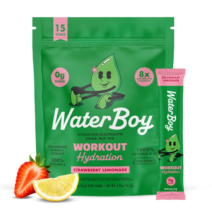 Waterboy Workout Hydration | 2,960mg Sugar Free Electrolyte Powder Packets | L-Glutamine + Vitamins | No Sugar, All Natural, Gluten Free - dailyvitalstore