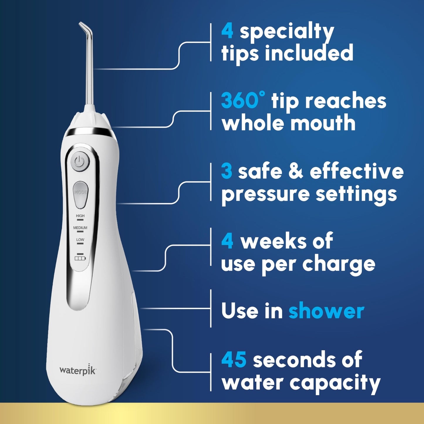 Waterpik Cordless Advanced 2.0 Water Flosser For Teeth, Gums, Braces, Dental Care With Travel Bag and 4 Tips, ADA Accepted, Rechargeable, Portable, and Waterproof, - dailyvitalstore