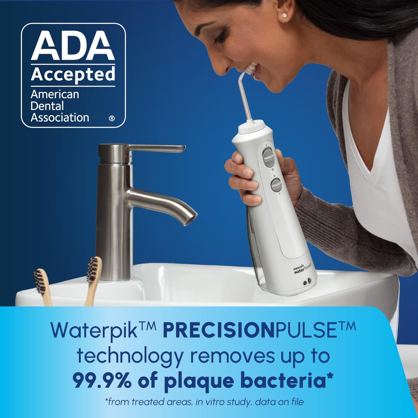 Waterpik Cordless Pearl Rechargeable Portable Water Flosser for Teeth, Gums, Braces Care and Travel, Extra Quiet, 4 Flossing Tips - ADA Accepted, WF-13 White, Amazon Exclusive - dailyvitalstore
