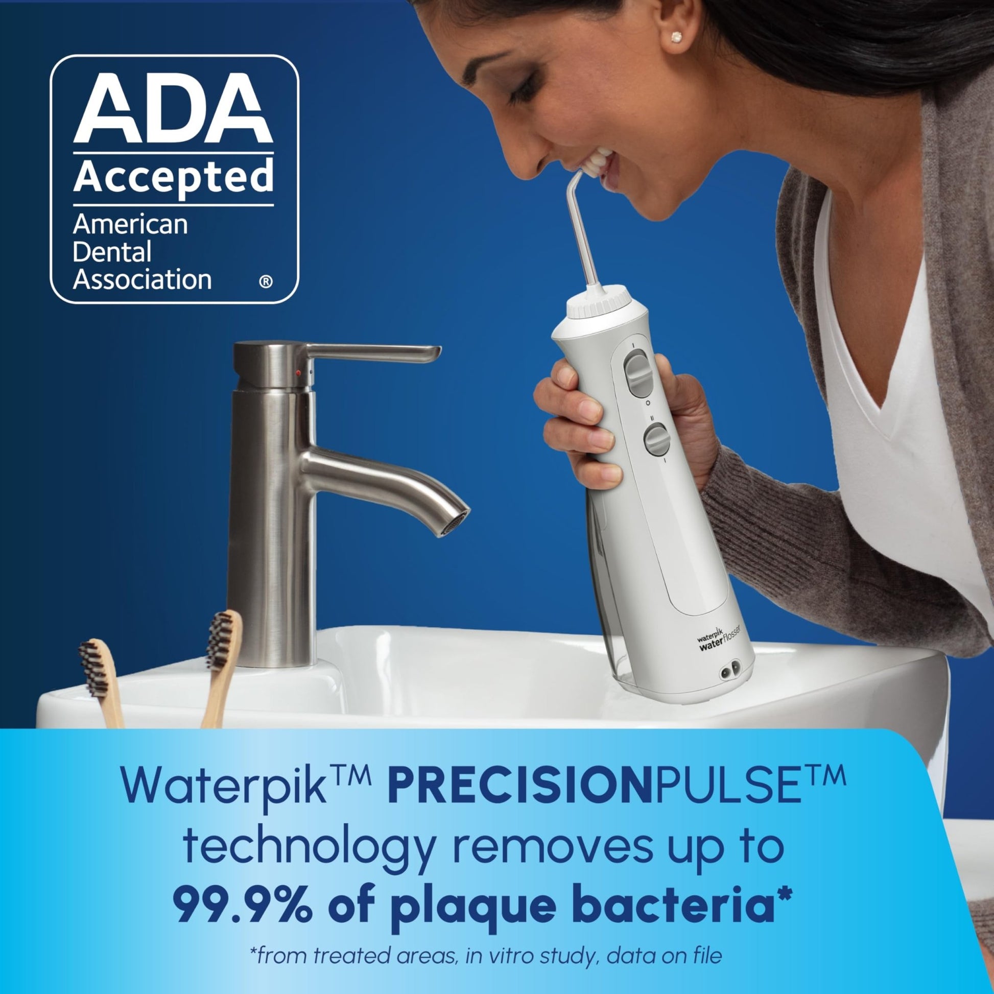 Waterpik Cordless Pearl Rechargeable Portable Water Flosser for Teeth, Gums, Braces Care and Travel, Extra Quiet, 4 Flossing Tips - ADA Accepted, WF-13 White, Amazon Exclusive - dailyvitalstore