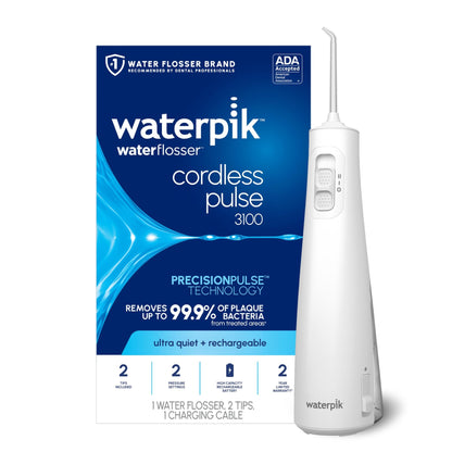 Waterpik Cordless Pulse 3100 Rechargeable Portable Water Flosser for Teeth, Gums, Braces Care and Travel with 2 Flossing Tips, Waterproof for Shower Use - dailyvitalstore