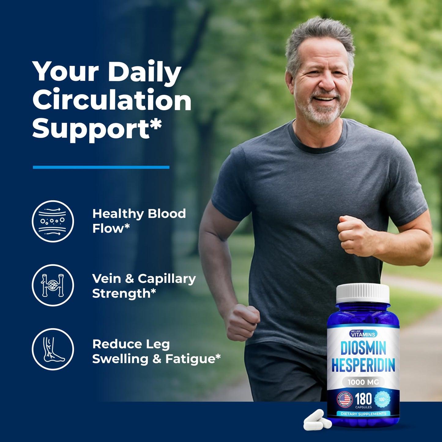 We Like Vitamins Diosmin Hesperidin 1000mg – 180 Capsules – 90 Day Supply - Diosmin and Hesperidin Supplement – Helps to Support Healthy Circulation, Veins, Capillaries, and Lymphatic Drainage - dailyvitalstore