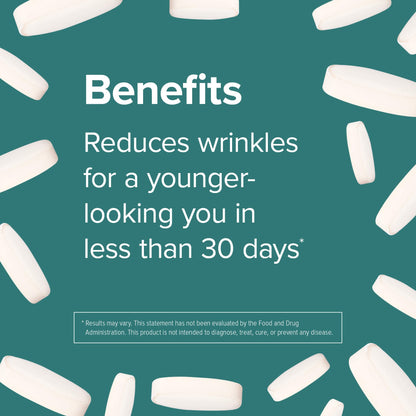 Webber Naturals Collagen 30 Anti-Wrinkle, 2,500mg of Bioactive Collagen Peptides Per Serving (3 Tablets), 180 Tablets, Helps Reduce Deep Wrinkles - dailyvitalstore