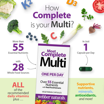 Webber Naturals Men's Most Complete Multi, 90 Vegetarian Capsules - dailyvitalstore