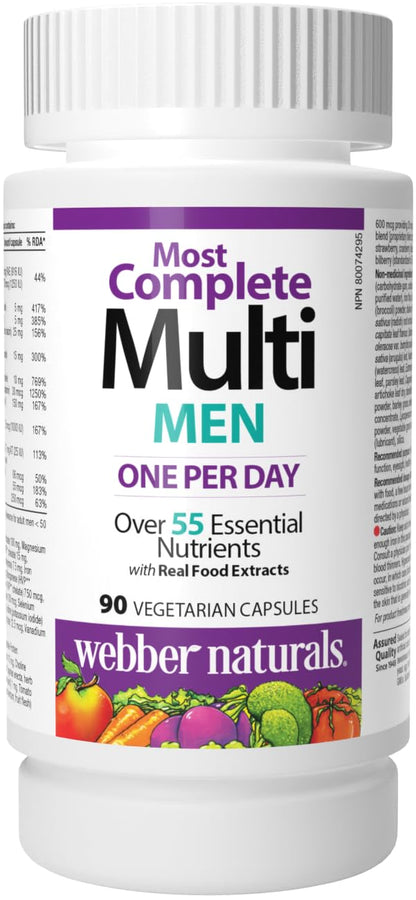 Webber Naturals Men's Most Complete Multi, 90 Vegetarian Capsules - dailyvitalstore