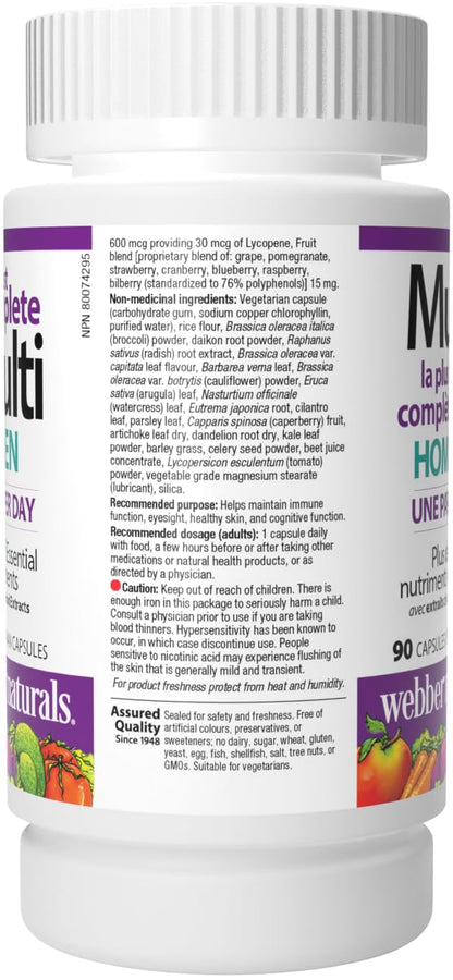 Webber Naturals Men's Most Complete Multi, 90 Vegetarian Capsules - dailyvitalstore