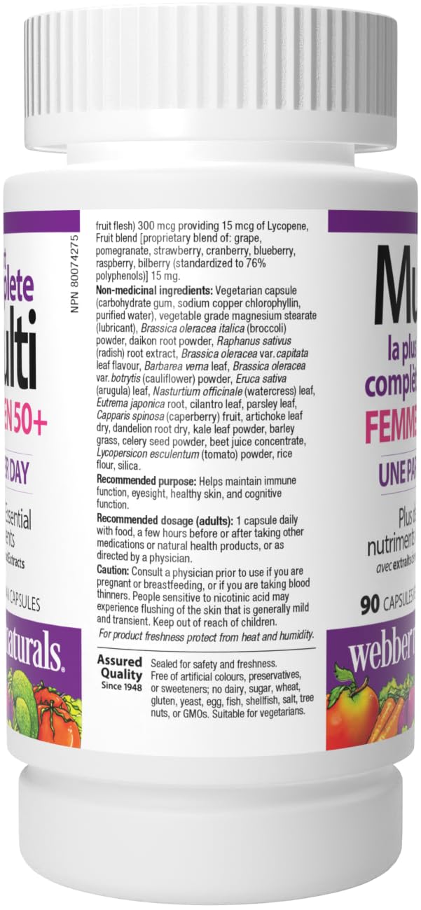 Webber Naturals Women's 50+ Most Complete Multi, 90 Vegetarian Capsules - dailyvitalstore