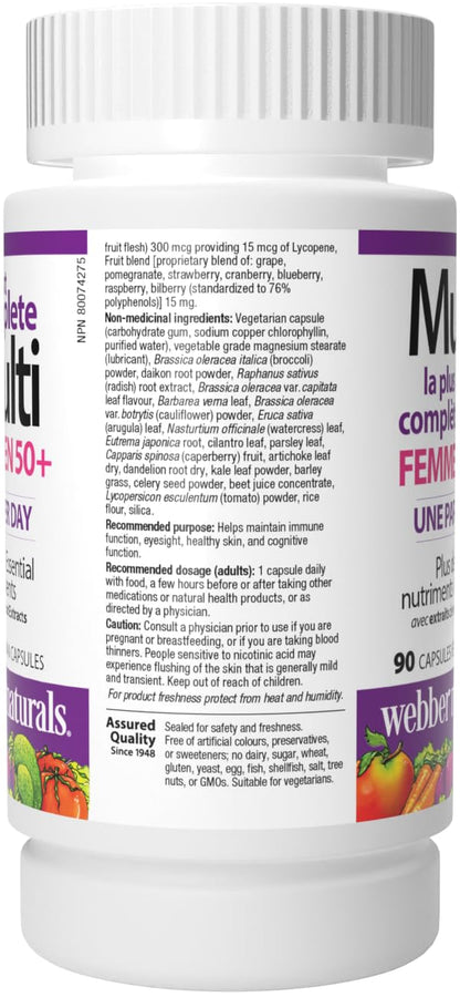 Webber Naturals Women's 50+ Most Complete Multi, 90 Vegetarian Capsules - dailyvitalstore