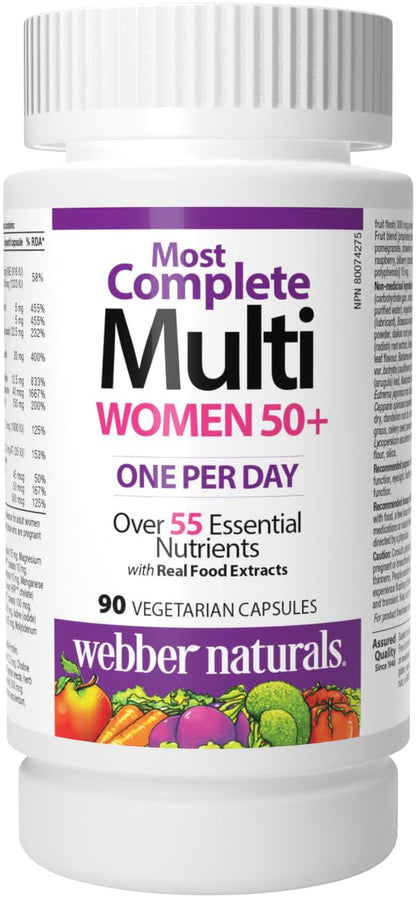 Webber Naturals Women's 50+ Most Complete Multi, 90 Vegetarian Capsules - dailyvitalstore