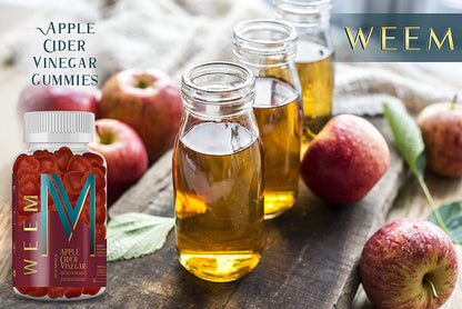 WEEM Apple Cider Vinegar Gummies - Natural, Vegan ACV with Folic Acid- Gluten Free - Vitamin B12 - Premium Detox & Weight Supplement - dailyvitalstore