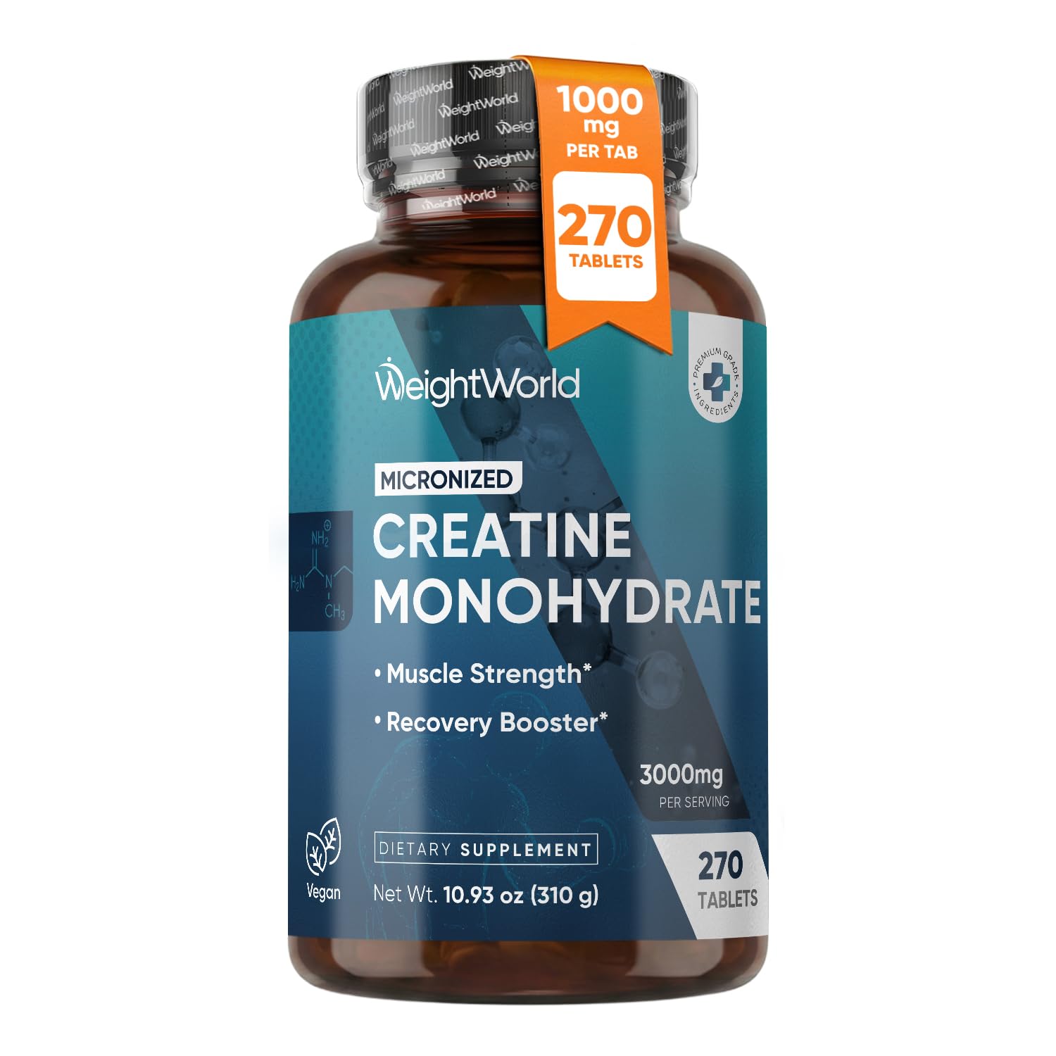 WeightWorld Micronized Creatine Monohydrate 3000mg Tablets - Muscle Growth, Strength, Energy & Recovery | Pre Workout Creatine for Women & Men | 1000mg per Tab - dailyvitalstore