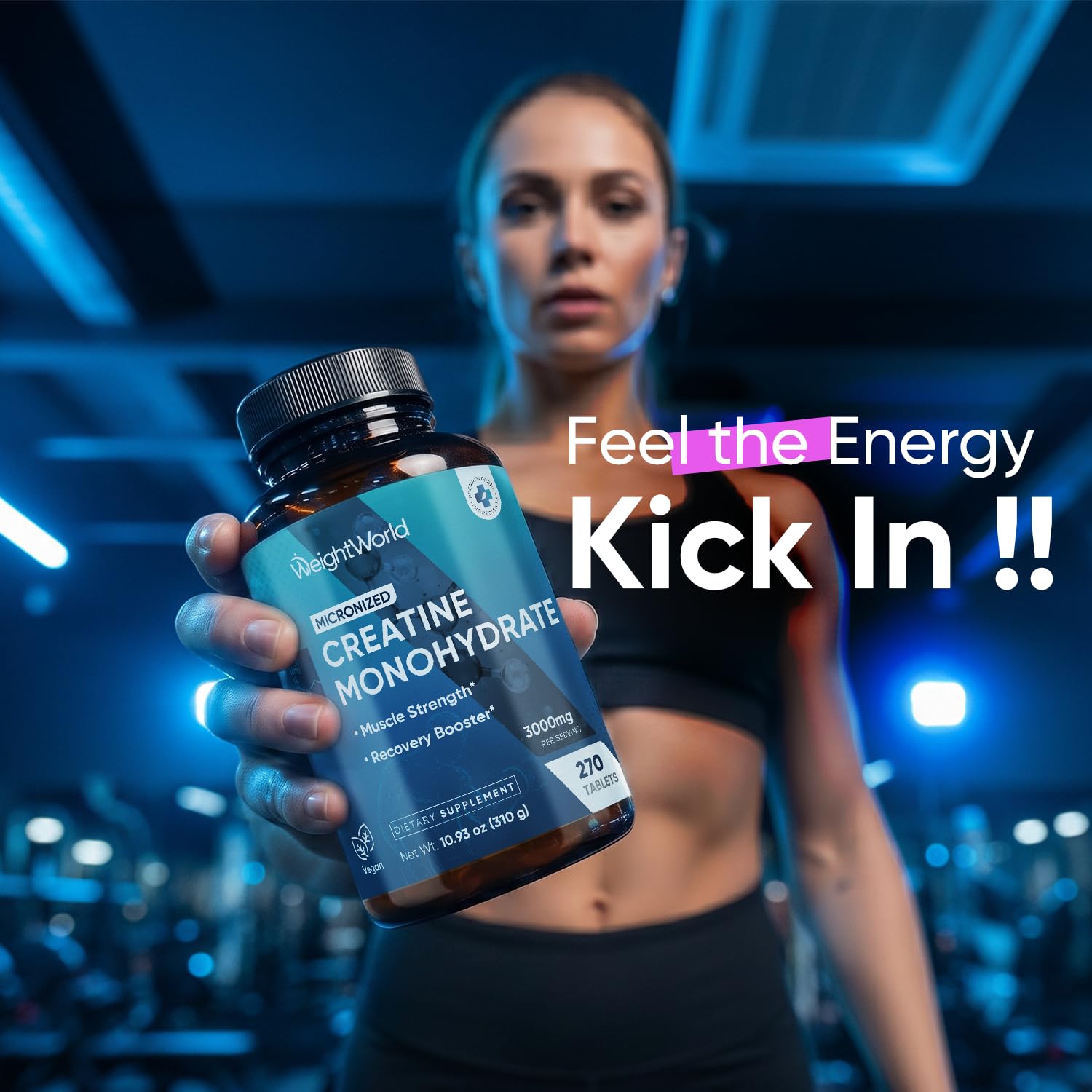 WeightWorld Micronized Creatine Monohydrate 3000mg Tablets - Muscle Growth, Strength, Energy & Recovery | Pre Workout Creatine for Women & Men | 1000mg per Tab - dailyvitalstore