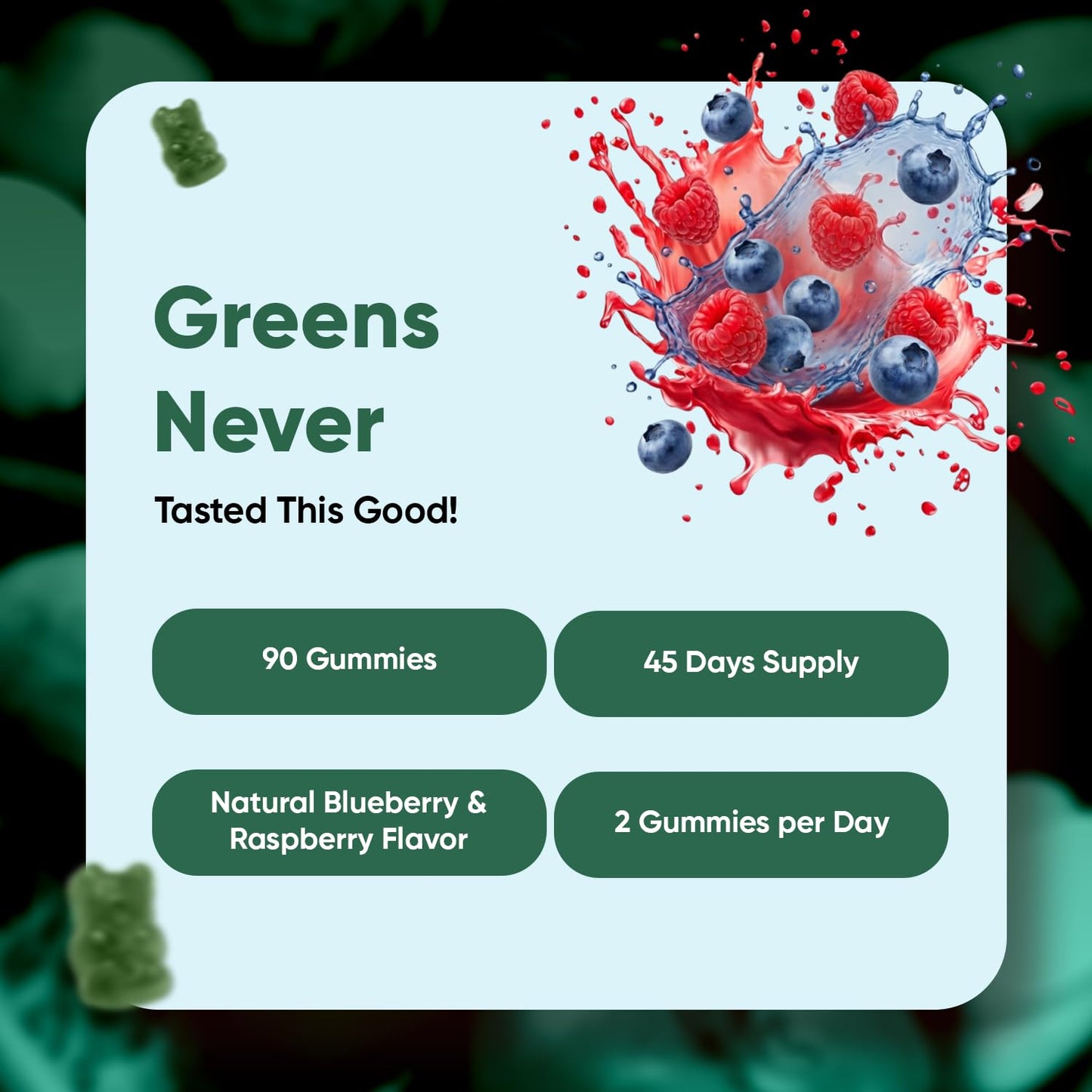 WeightWorld Super Greens Gummies - Energy, Immunity & Digestion - 45-Day Supply - Vegan Daily Greens Supplements (Moringa, Broccoli, Spinach) - Added Vitamins & Minerals - 90 Superfood Gummies - dailyvitalstore
