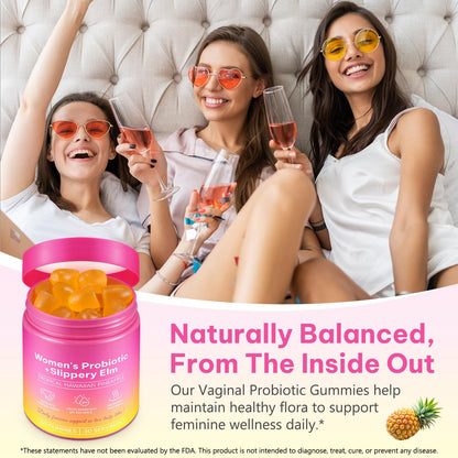 WeiWeiLa Feminine Probiotics Gummies for Women Probiotic Gummies with Slippery Elm | Natural Pineapple Flavor | Supports Feminine pH Balance & Comfort | 60 Vegan Gummie for Daily Wellness - dailyvitalstore