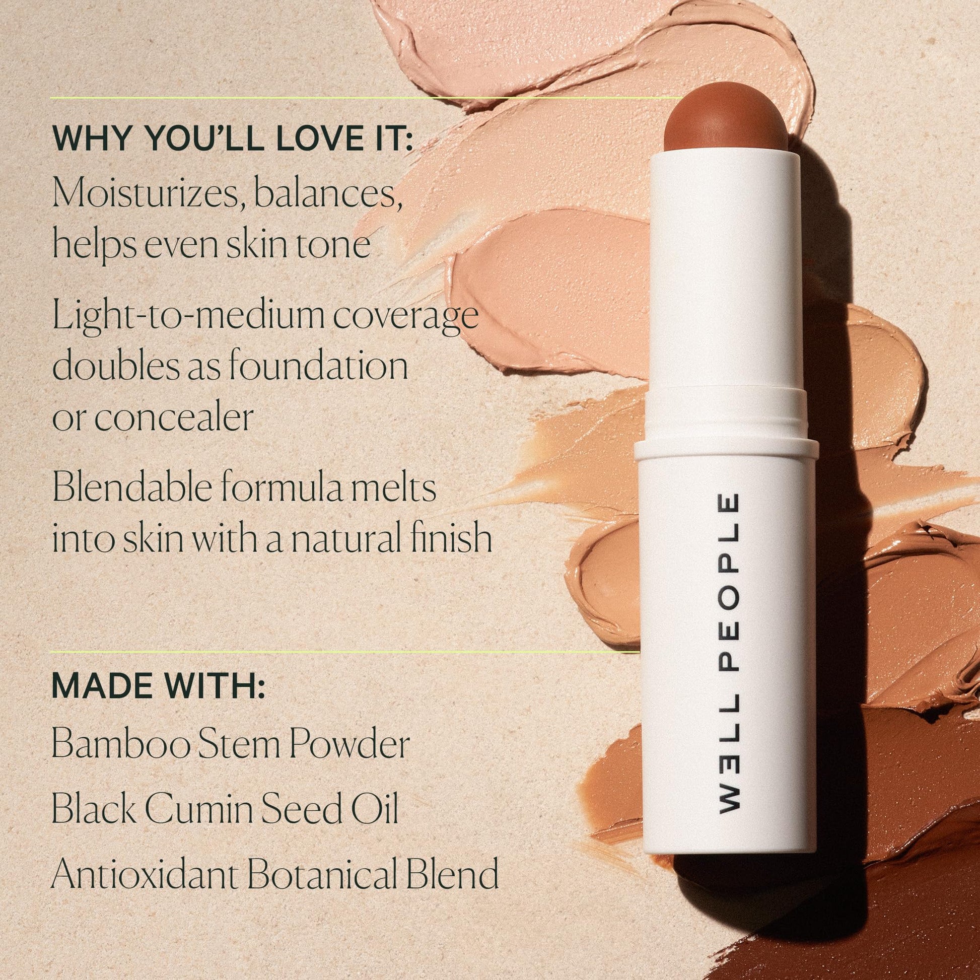 Well People Supernatural Complexion Stick Foundation + Concealer, Buildable, Light-to-Medium Coverage, Soft Matte Finish, Lightweight + Hydrating, Multi-Use, Vegan & Cruelty-Free, 20 Light Medium Warm - dailyvitalstore