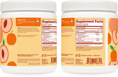 Wellah Creatine for Women - Creatine Monohydrate with Dandelion & Cranberry Extract (50 Servings, Clementine Peach) - dailyvitalstore
