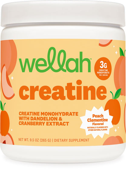 Wellah Creatine for Women - Creatine Monohydrate with Dandelion & Cranberry Extract (50 Servings, Clementine Peach) - dailyvitalstore