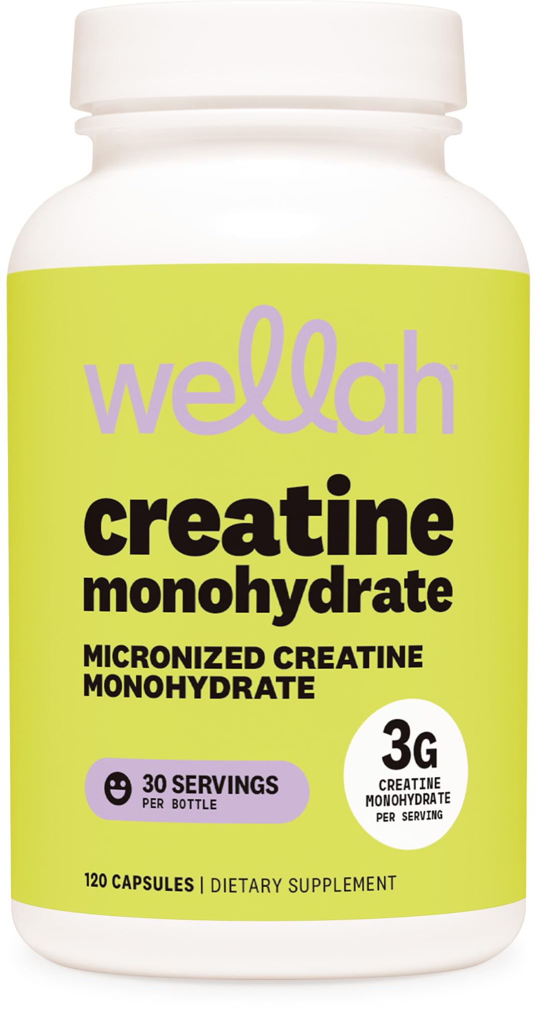 Wellah Creatine Monohydrate Capsules (3000 mg) 120 Capsules - Micronized Creatine, 30 Servings - dailyvitalstore