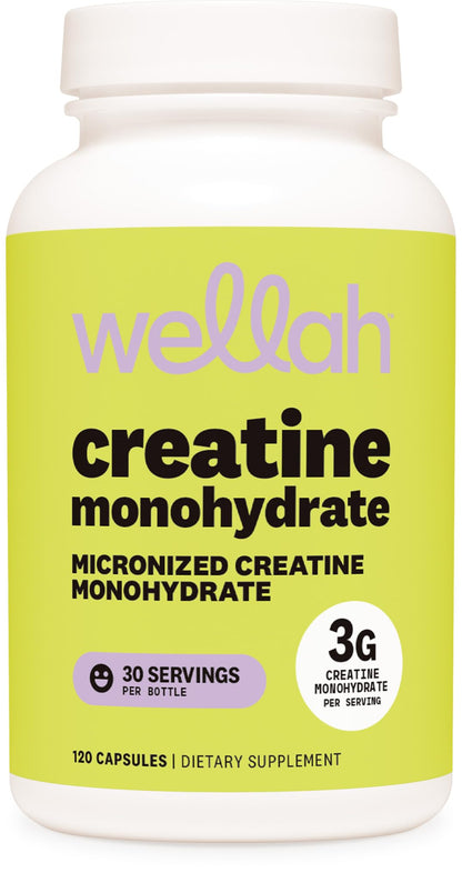 Wellah Creatine Monohydrate Capsules (3000 mg) 120 Capsules - Micronized Creatine, 30 Servings - dailyvitalstore