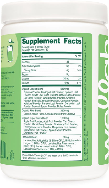 Wellah Leaf, Laugh, Love Super Greens Powder (Unflavored) 30 Servings - Superfood Supplement Drink Mix - dailyvitalstore