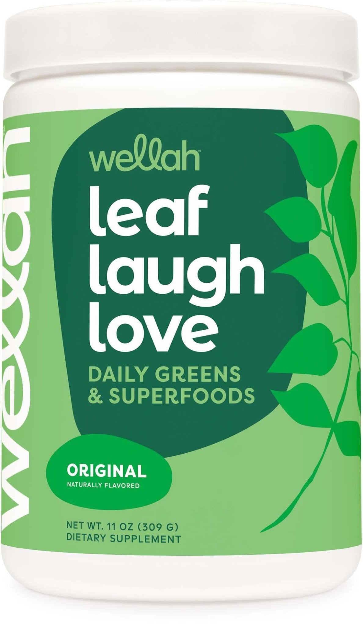 Wellah Leaf, Laugh, Love Super Greens Powder (Unflavored) 30 Servings - Superfood Supplement Drink Mix - dailyvitalstore
