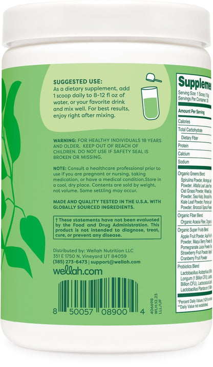 Wellah Leaf, Laugh, Love Super Greens Powder (Unflavored) 30 Servings - Superfood Supplement Drink Mix - dailyvitalstore