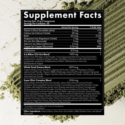 WelleCo The Super Elixir Daily Greens Powder, Probiotic Drink Mix with Whole Foods, Gluten Free, Vegan Gut Health Powder, Energy, Immunity, Healthy Skin, Hair & Nails (300g, Lemon Ginger) - dailyvitalstore