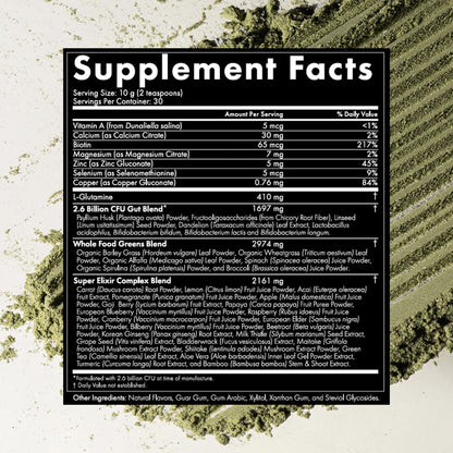 WelleCo The Super Elixir Daily Greens Powder, Probiotic Drink Mix with Whole Foods, Gluten Free, Vegan Gut Health Powder, Energy, Immunity, Healthy Skin, Hair & Nails (300g, Mixed Berry) - dailyvitalstore
