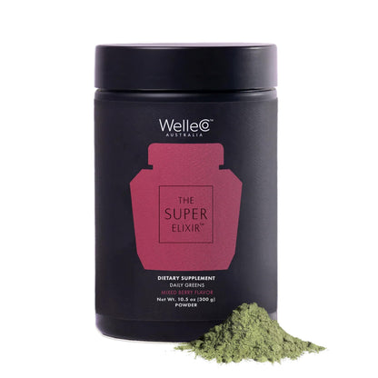 WelleCo The Super Elixir Daily Greens Powder, Probiotic Drink Mix with Whole Foods, Gluten Free, Vegan Gut Health Powder, Energy, Immunity, Healthy Skin, Hair & Nails (300g, Mixed Berry) - dailyvitalstore