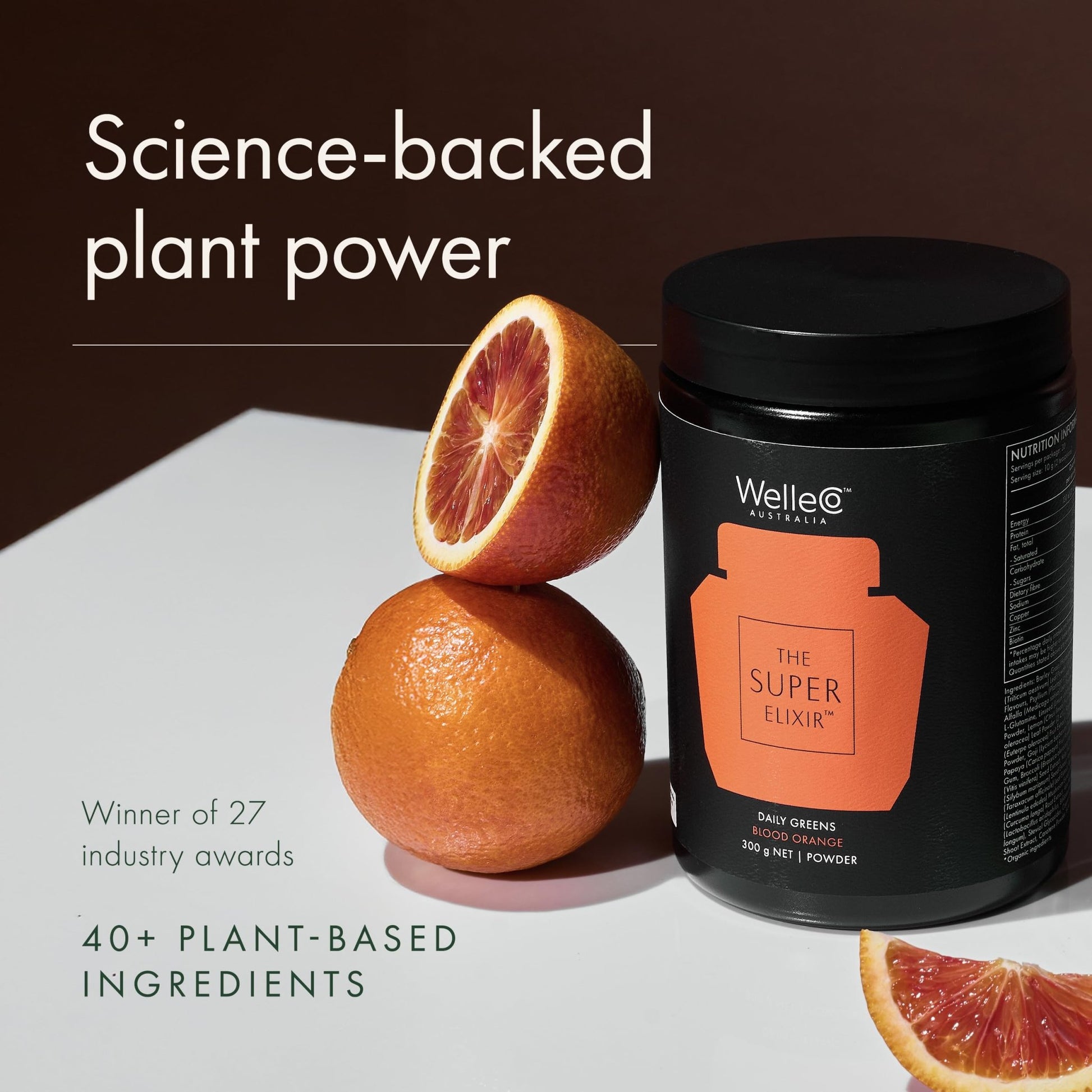 WelleCo The Super Elixir Daily Greens Powder, Probiotic Drink Mix with Whole Foods, Gluten Free, Vegan Gut Health Powder, Energy, Immunity, Healthy Skin, Hair & Nails (Jar, Blood Orange) - dailyvitalstore