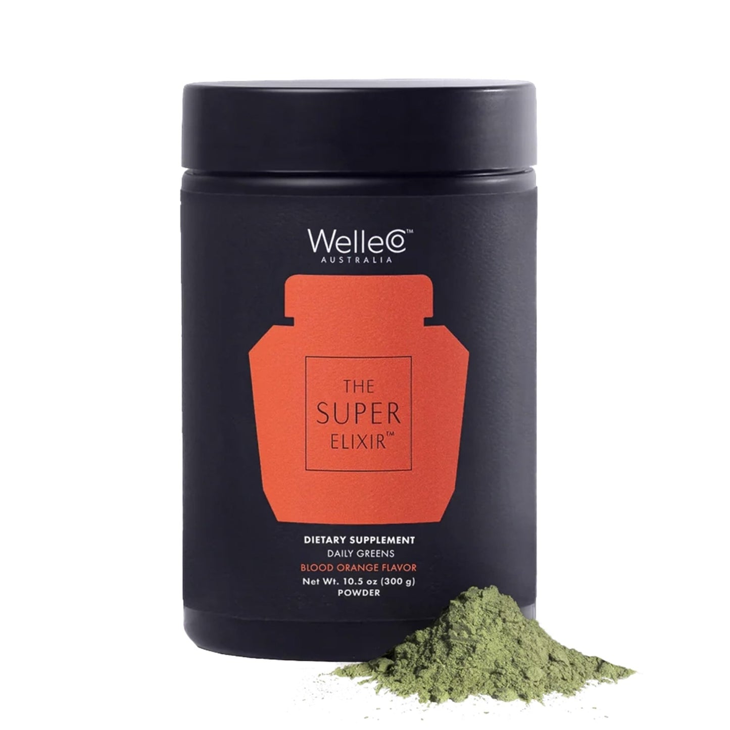 WelleCo The Super Elixir Daily Greens Powder, Probiotic Drink Mix with Whole Foods, Gluten Free, Vegan Gut Health Powder, Energy, Immunity, Healthy Skin, Hair & Nails (Jar, Blood Orange) - dailyvitalstore