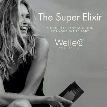 WelleCo The Super Elixir Daily Greens Powder, Probiotic Drink Mix with Whole Foods, Gluten Free, Vegan Gut Health Powder, Energy, Immunity, Healthy Skin, Hair & Nails (Jar, Blood Orange) - dailyvitalstore