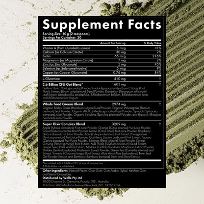 WelleCo The Super Elixir Daily Greens Powder, Probiotic Drink Mix with Whole Foods, Gluten Free, Vegan Gut Health Powder, Energy, Immunity, Healthy Skin, Hair & Nails (Jar, Blood Orange) - dailyvitalstore