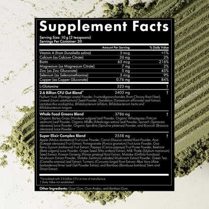 WelleCo The Super Elixir, Daily Greens Powder with Probiotics, Superfoods & Whole Foods, Unflavored Drink Mix for Gut Health, Immunity, Energy, Skin & Hair, 10.5oz Jar - dailyvitalstore