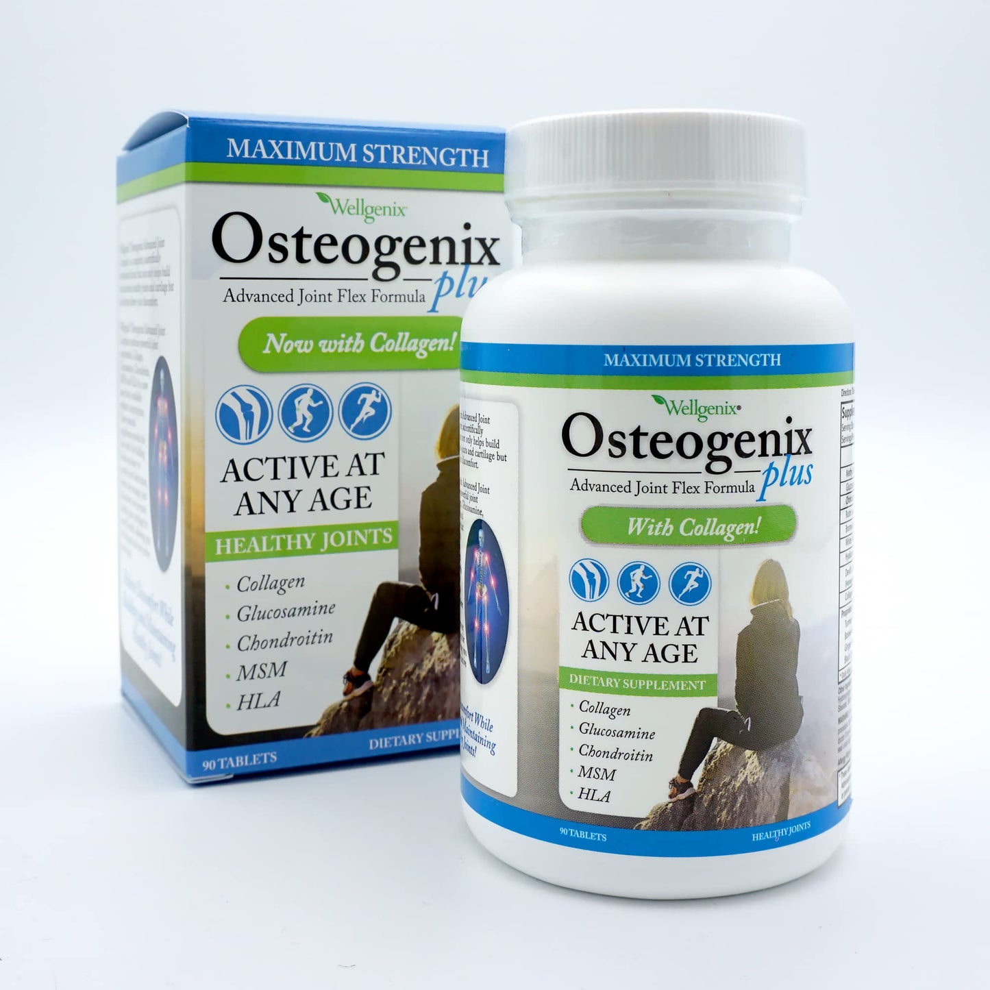 Wellgenix Osteogenix Advanced Joint Flex Formula (90 Ct) - Knee Supplement with Collagen II, Glucosamine, Chondroitin, MSM & HLA - Lubrication & Discomfort Support Tablets for Men & Women - dailyvitalstore