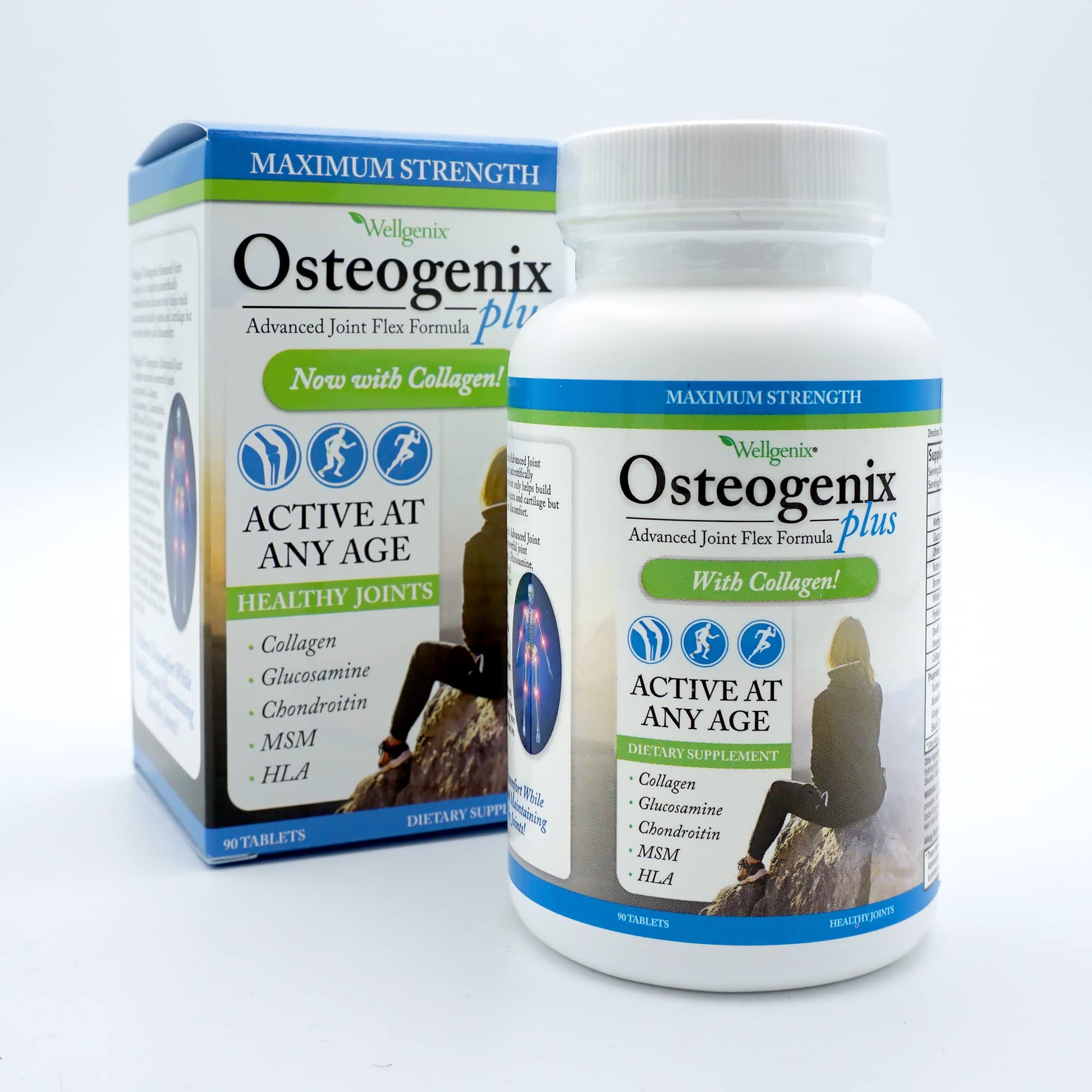 Wellgenix Osteogenix Advanced Joint Flex Formula (90 Ct) - Knee Supplement with Collagen II, Glucosamine, Chondroitin, MSM & HLA - Lubrication & Discomfort Support Tablets for Men & Women - dailyvitalstore