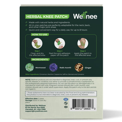 Wellnee Knee & Joint Wellness Bundle – Herbal Patches (10 pcs) & Support Capsules (90 servings) - dailyvitalstore