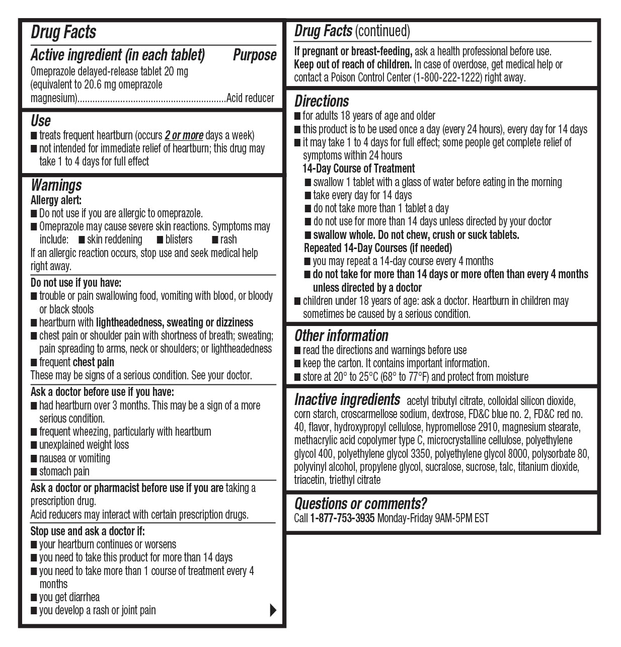 Wellness Basics Omeprazole 20mg Delayed Release | Acid Reducer | 42 Count | Tablet | Treats Frequent Heartburn (Wildberry) - dailyvitalstore