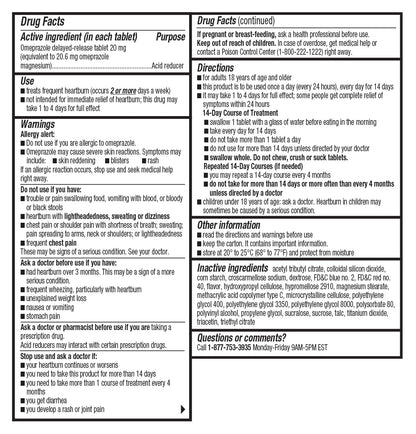 Wellness Basics Omeprazole 20mg Delayed Release | Acid Reducer | 42 Count | Tablet | Treats Frequent Heartburn (Wildberry) - dailyvitalstore