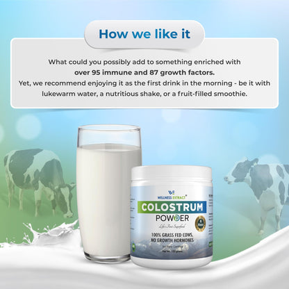 WELLNESS EXTRACT Bovine Colostrum Powder Rich in Protein & Lactoferrin- The True Certified Supplement for Immune Support, Gut Health, Muscle Growth - 150g - dailyvitalstore