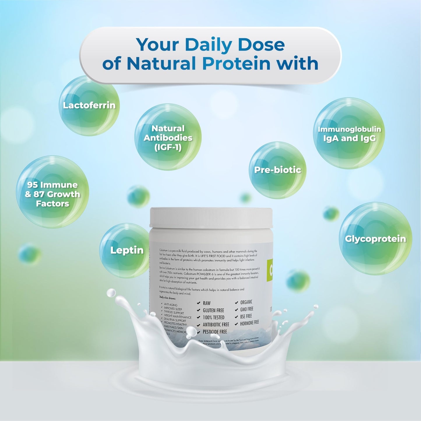 WELLNESS EXTRACT Bovine Colostrum Powder Rich in Protein & Lactoferrin- The True Certified Supplement for Immune Support, Gut Health, Muscle Growth - 150g - dailyvitalstore