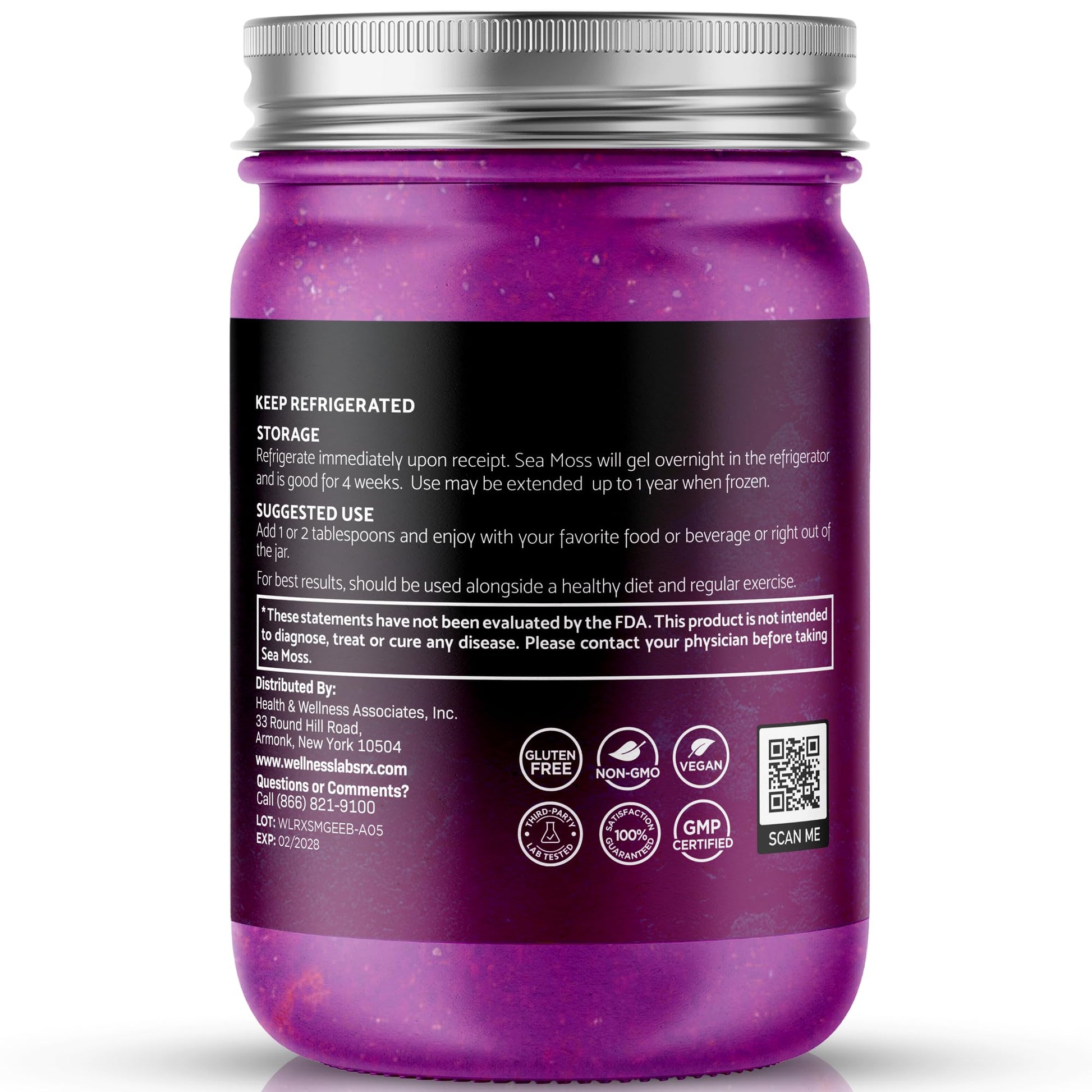 WELLNESS LABSRX Irish Sea Moss Gel Raw - Wildcrafted Superfood Seamoss Gel - Elderberry Flavor, Vitamin and Mineral-Rich from Pristine Caribbean Waters, Immune and Digestive Health Support - 10 oz. - dailyvitalstore