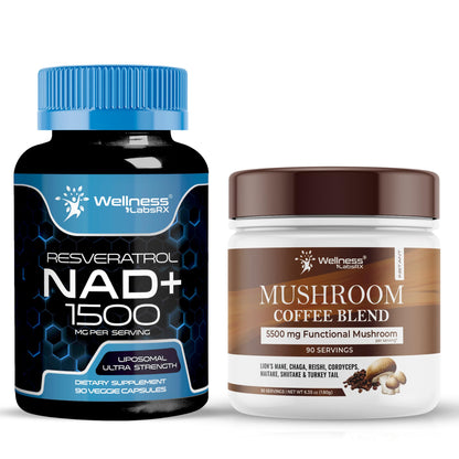 WELLNESS LABSRX NAD+ Supplement Capsules 1500mg - Mushroom Coffee Blend | Bundle - dailyvitalstore