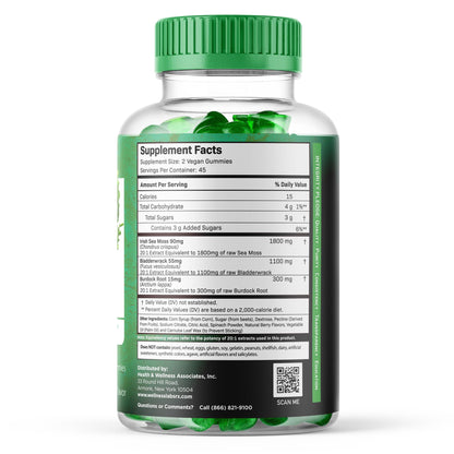 WELLNESS LABSRX Sea Moss Gummies, 3200mg Irish Sea Moss Mixed Berry Flavor with Maximum Potency Bladderwrack and Burdock Root - Supports Skin, Energy and Immunity - 180 Count - dailyvitalstore