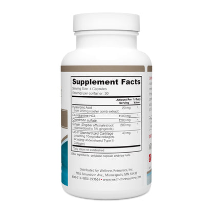 Wellness Resources JointAll - Joint Support Supplement with Natural Hyaluronic Acid, UC-II Collagen, Glucosamine, Chondroitin for Joint Strength and Comfort (120 Capsules) … - dailyvitalstore