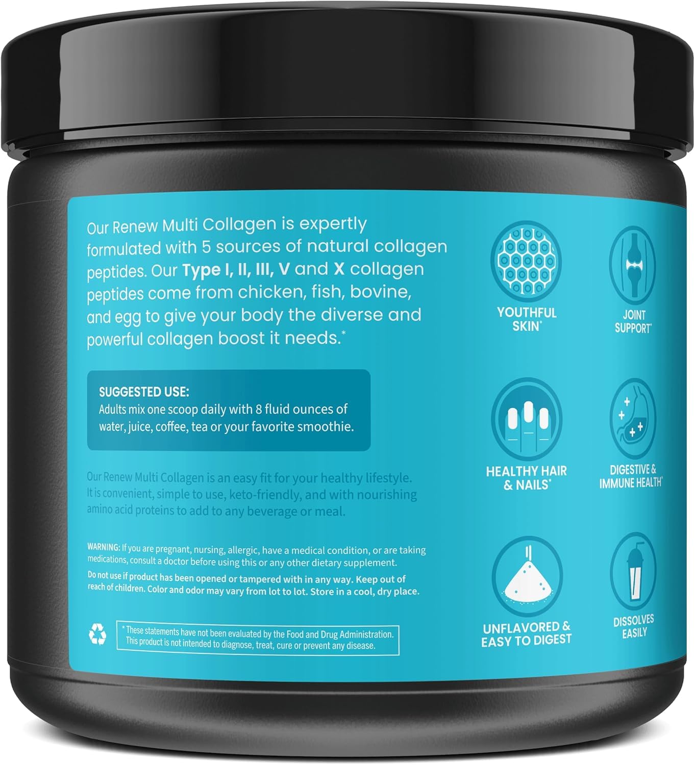 WellPath Multi Collagen Peptides Powder for Women | Renew Multi Collagen Protein for Hair, Nails, Skin | Hydrolyzed Bovine, Marine, & Chicken Sources | Types I, II, III, V, X | 11 oz | 40 Servings - dailyvitalstore
