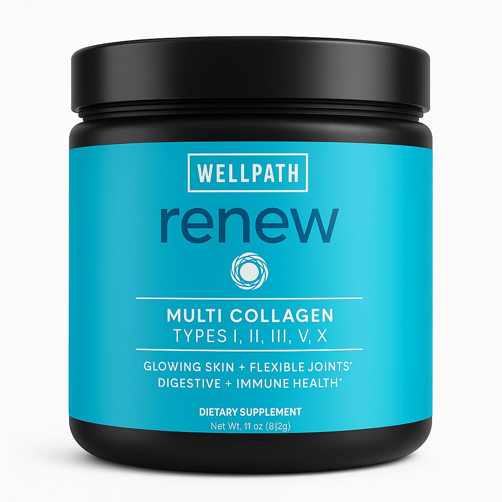 WellPath Multi Collagen Peptides Powder for Women | Renew Multi Collagen Protein for Hair, Nails, Skin | Hydrolyzed Bovine, Marine, & Chicken Sources | Types I, II, III, V, X | 11 oz | 40 Servings - dailyvitalstore