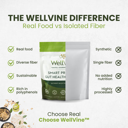 WellVine Premium Smart Prebiotic Gut Health Supplement Powder for Men & Women | Digestive Support & Gut Health With 100% Upcycled Chardonnay Grapes | Plant-Based - dailyvitalstore