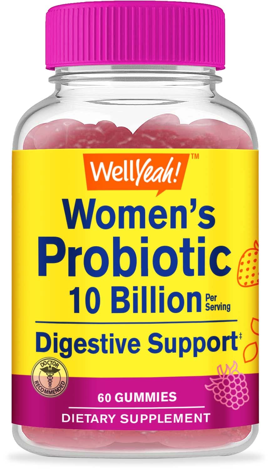 WellYeah Probiotics for Women Gummies - 10 Billion CFU - for Digestive Support, Gut Health, and Feminine Health Support - Natural Sourced Flavors - Vegan - dailyvitalstore